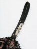 Plus Size Floral Mesh Flocking Lace Up Layered Handkerchief Cami Top(Adjustable Shoulder Strap) -  