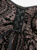 Plus Size Floral Mesh Flocking Lace Up Layered Handkerchief Cami Top(Adjustable Shoulder Strap) -  