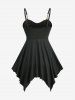 Plus Size Floral Mesh Flocking Lace Up Layered Handkerchief Cami Top(Adjustable Shoulder Strap) -  