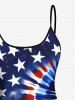 Spiral Tie Dye Patriotic American Flag Print Tankini Top(Adjustable Shoulder Strap) -  
