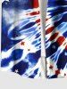 Plus Size Spiral Tie Dye Patriotic American Flag Print Button Pocket Shirt For Men -  