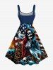 Plus Size Skull Anchor Rudder Ghost Patriotic American Flag Cruise Print Hawaii A Line Tank Dress -  