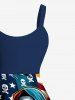 Plus Size Skull Anchor Rudder Ghost Patriotic American Flag Cruise Print Hawaii A Line Tank Dress -  