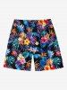 Plus Size Tropical Leaf Hibiscus Flowers Pineapple Print Hawaii Beach Shorts For Men -  