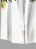 Plus Size Tropical Leaf Hibiscus Flowers Print Buttons Pocket Hawaii Shirt For Men -  