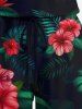 Plus Size Tropical Leaf Hibiscus Flowers Print Cinched Hawaii Romper -  