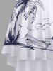 Plus Size Coconut Tree Boat Seascape Print High Low Hawaii Cami Dress -  