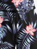 Combinaison hawaïenne cintrée grande taille à imprimé feuilles tropicales et fleurs d'hibiscus - Noir S