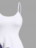 Robe caraco hawaïenne grande taille à imprimé paysage marin, bateau et cocotier - Blanc 6X