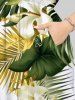 Plus Size Tropical Leaf Hibiscus Flowers Print Split Hawaii Midi Dress -  
