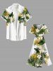 Plus Size Tropical Leaf Hibiscus Flowers Print Split Hawaii Midi Dress -  