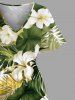 Plus Size Tropical Leaf Hibiscus Flowers Print Split Hawaii Midi Dress -  