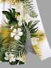 Plus Size Tropical Leaf Hibiscus Flowers Print Split Hawaii Midi Dress -  