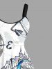 Plus Size Octopus Starfish Anchor Castle Print Hawaii Tank Dress -  