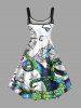 Plus Size Octopus Starfish Anchor Castle Print Hawaii Tank Dress -  