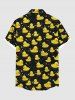 Plus Size Ducks Waves Print Buttons Pocket Hawaii Shirt For Men -  