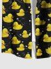 Plus Size Ducks Waves Print Buttons Pocket Hawaii Shirt For Men -  