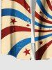 Plus Size Patriotic American Flag Print Buttons Pocket Shirt For Men -  