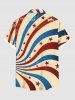 Plus Size Patriotic American Flag Print Buttons Pocket Shirt For Men -  