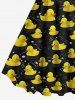 Plus Size Ducks Waves Print Hawaii Tank Dress -  