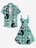 Plus Size Mermaid Bowknot Skulls Anchor Print Buttons Pocket Hawaii Shirt For Men -  