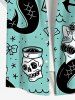 Plus Size Mermaid Bowknot Skulls Anchor Print Buttons Pocket Hawaii Shirt For Men -  