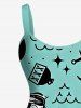 Plus Size Mermaid Bowknot Skulls Anchor Print Hawaii Tank Dress -  