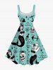 Plus Size Mermaid Bowknot Skulls Anchor Print Hawaii Tank Dress -  