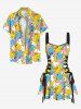 Chemise hawaïenne grande taille à boutons et poches, imprimé canards colorés, pour homme - Jaune M