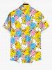 Chemise hawaïenne grande taille à boutons et poches, imprimé canards colorés, pour homme - Jaune M