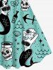 Plus Size Mermaid Bowknot Skulls Anchor Print Hawaii Tank Dress -  