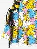 Robe débardeur hawaïenne à lacets et imprimé canards colorés - Jaune XL