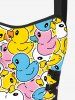 Colorful Ducks Print Lace Up Hawaii Tank Dress -  