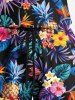 Matching Hawaii Shirt and Romper Plus Size Beach Outfit Tropical Leaf Hibiscus Printed for Couples -  