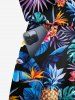 Matching Hawaii Shirt and Romper Plus Size Beach Outfit Tropical Leaf Hibiscus Printed for Couples -  