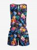 Matching Hawaii Shirt and Romper Plus Size Beach Outfit Tropical Leaf Hibiscus Printed for Couples -  