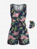 Matching Hawaii Shirt and Romper Plus Size Beach Outfit Tropical Leaf Hibiscus Printed for Couples -  
