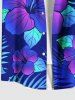 Tenue de plage hawaïenne assortie grande taille à imprimé feuilles tropicales et fleurs d'hibiscus pour couples - Bleu 