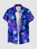 Tenue de plage hawaïenne assortie grande taille à imprimé feuilles tropicales et fleurs d'hibiscus pour couples - Bleu 