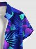 Tenue de plage hawaïenne assortie grande taille à imprimé feuilles tropicales et fleurs d'hibiscus pour couples - Bleu 