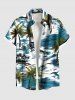 Tenue de plage hawaïenne assortie grande taille à imprimé cocotier et voilier pour couples - Vert 