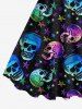 Colorful Ombre Skull Stars Print Plus Size Matching Halloween Outfit For Couples -  
