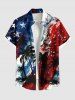 Patriotic American Flag Coconut Tree Paint Splatter Print Plus Size Matching Hawaii Beach Outfit For Couples -  