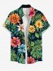 Ensemble chemise et barboteuse hawaïennes assorties, grande taille, tenue de plage à imprimé feuilles tropicales et fleurs pour couples - Noir 