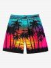 Plus Size Coconut Tree Ombre Sky Print Hawaii Beach Shorts For Men -  