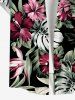 Plus Size Tropical Leaves Hibiscus Floral Print Hawaii Button Pocket Shirt For Men -  