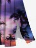 Plus Size Coconut Tree Ombre Galaxy Dusk Print Hawaii Split Pocket A Line Midi Dress -  