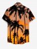 Plus Size Coconut Tree Ombre Dusk Print Hawaii Button Pocket Shirt For Men -  