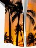Plus Size Coconut Tree Ombre Dusk Print Hawaii Button Pocket Shirt For Men -  