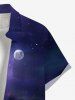 Plus Size Coconut Tree Ombre Galaxy Moon Print Hawaii Button Pocket Shirt For Men -  